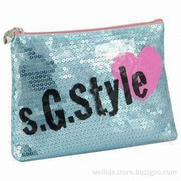 Fashionable Sequin Cosmetic Bags with Clear EVA for Protection